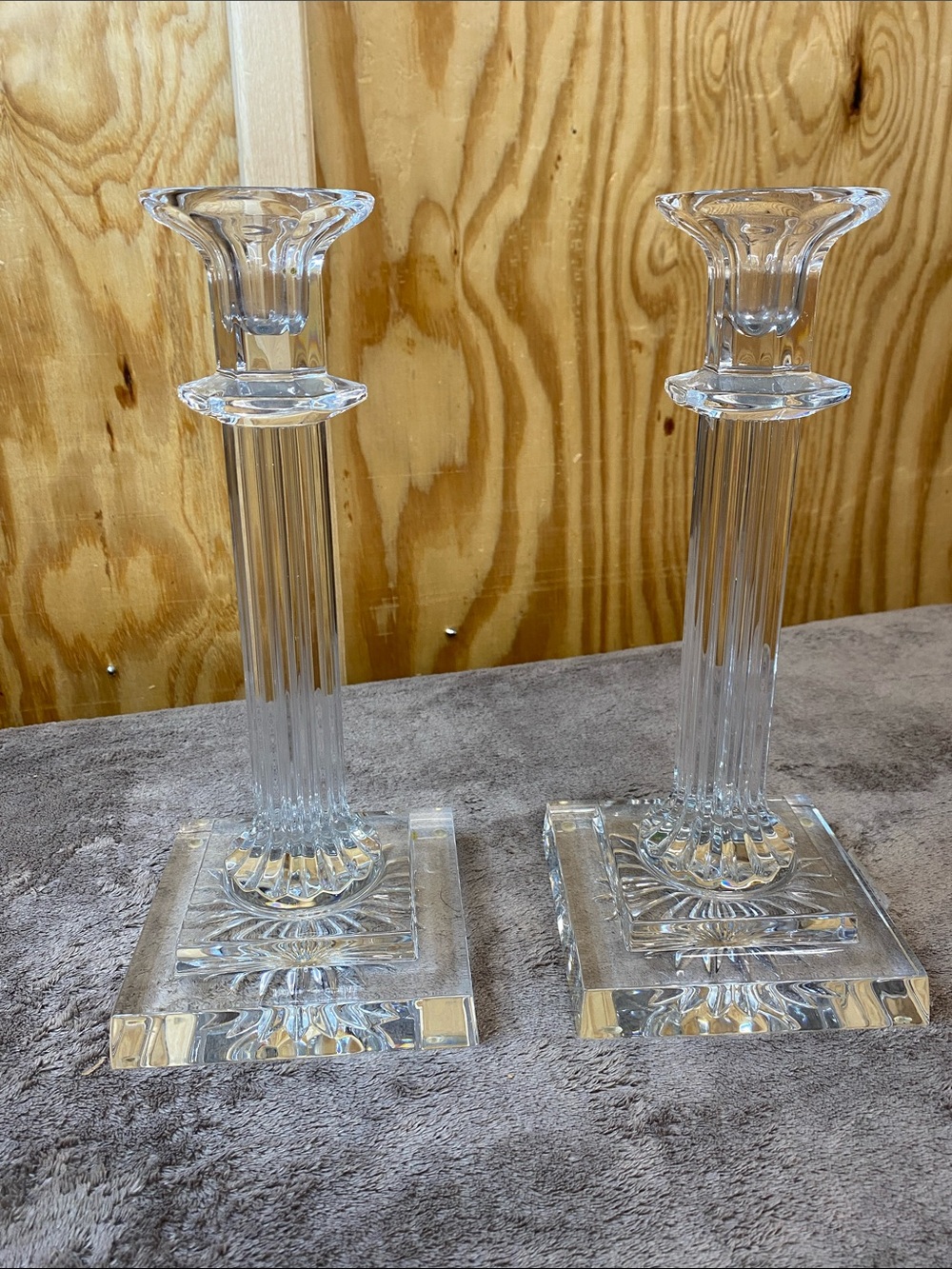 Pair of crystal candle holders